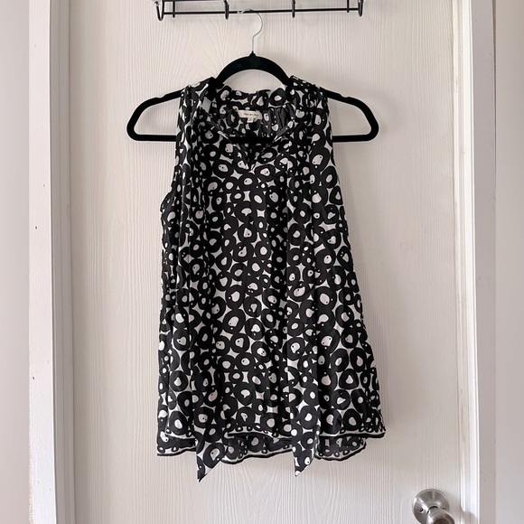 Max Studio Sheer Black and White Patterned Halter Blouse - Picture 1 of 8